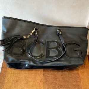 BCBG leather tote bag with tassel